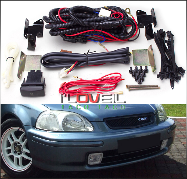 Honda Civic LX DX EX Clear Lens Glass Fog Lights w Wiring Harness 96 97